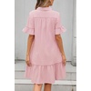 MEROKEETY Women’s Summer Casual Tshirt Dress Button Down Shift Mini Dresses(Striped Pink)