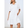 MEROKEETY Women’s Summer Casual Tshirt Dress Button Down Shift Mini Dresses(White)