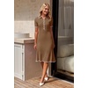MEROKEETY Womens Summer Ribbed Work V Neck Bodycon Midi Dress 2026(Coffee)