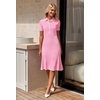 MEROKEETY Womens Summer Ribbed Work V Neck Bodycon Midi Dress 2026(Pink)