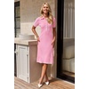 MEROKEETY Womens Summer Ribbed Work V Neck Bodycon Midi Dress 2026(Pink)