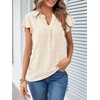 MEROKEETY Womens Summer Ruffle Sleeve V Neck Blouse Casual Shirts(Apricot)