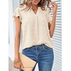 MEROKEETY Womens Summer Ruffle Sleeve V Neck Blouse Casual Shirts(Apricot)