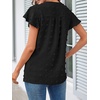 MEROKEETY Womens Summer Ruffle Sleeve V Neck Blouse Casual Shirts(Black)