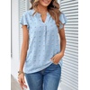 MEROKEETY Womens Summer Ruffle Sleeve V Neck Blouse Casual Shirts(Blue)