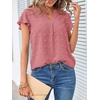 MEROKEETY Womens Summer Ruffle Sleeve V Neck Blouse Casual Shirts(Coral Red)