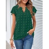 MEROKEETY Womens Summer Ruffle Sleeve V Neck Blouse Casual Shirts(Dark Green)
