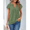 MEROKEETY Womens Summer Ruffle Sleeve V Neck Blouse Casual Shirts(Green)