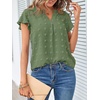 MEROKEETY Womens Summer Ruffle Sleeve V Neck Blouse Casual Shirts(Green)