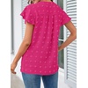 MEROKEETY Womens Summer Ruffle Sleeve V Neck Blouse Casual Shirts(Hot Pink)