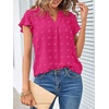 MEROKEETY Womens Summer Ruffle Sleeve V Neck Blouse Casual Shirts(Hot Pink)