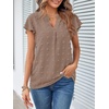 MEROKEETY Womens Summer Ruffle Sleeve V Neck Blouse Casual Shirts(Mocha)