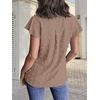 MEROKEETY Womens Summer Ruffle Sleeve V Neck Blouse Casual Shirts(Mocha)