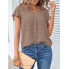 MEROKEETY Womens Summer Ruffle Sleeve V Neck Blouse Casual Shirts(Mocha)