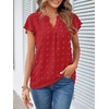 MEROKEETY Womens Summer Ruffle Sleeve V Neck Blouse Casual Shirts(Red)