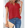 MEROKEETY Womens Summer Ruffle Sleeve V Neck Blouse Casual Shirts(Red)