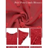 MEROKEETY Womens Summer Ruffle Sleeve V Neck Blouse Casual Shirts(Red)