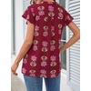 MEROKEETY Womens Summer Ruffle Sleeve V Neck Blouse Casual Shirts(Red Floral)