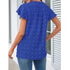 MEROKEETY Womens Summer Ruffle Sleeve V Neck Blouse Casual Shirts(Royal)