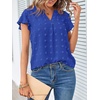 MEROKEETY Womens Summer Ruffle Sleeve V Neck Blouse Casual Shirts(Royal)