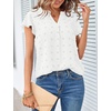MEROKEETY Womens Summer Ruffle Sleeve V Neck Blouse Casual Shirts(White)