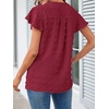 MEROKEETY Womens Summer Ruffle Sleeve V Neck Blouse Casual Shirts(Wine Red)