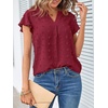 MEROKEETY Womens Summer Ruffle Sleeve V Neck Blouse Casual Shirts(Wine Red)