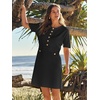 MEROKEETY Women’s Summer Short Sleeve Bodycon Sweater Mini Dress(Black)