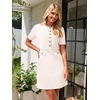 MEROKEETY Women’s Summer Short Sleeve Bodycon Sweater Mini Dress(Ivory)