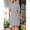 MEROKEETY Women’s Summer Short Sleeve Bodycon Sweater Mini Dress(Lightgrey)