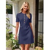 MEROKEETY Women’s Summer Short Sleeve Bodycon Sweater Mini Dress(Navy)