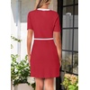 MEROKEETY Women’s Summer Short Sleeve Bodycon Sweater Mini Dress(Red)