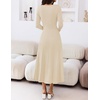 MEROKEETY Women’s Sweater Dress Fall Winter Church Midi Dresses(Apricot)