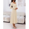 MEROKEETY Women’s Sweater Dress Fall Winter Church Midi Dresses(Apricot)