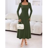 MEROKEETY Women’s Sweater Dress Fall Winter Church Midi Dresses(Armygreen)