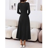 MEROKEETY Women’s Sweater Dress Fall Winter Church Midi Dresses(Black)