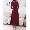 MEROKEETY Women’s Sweater Dress Fall Winter Church Midi Dresses(Burgundy)