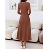 MEROKEETY Women’s Sweater Dress Fall Winter Church Midi Dresses(Caramel)