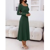 MEROKEETY Women’s Sweater Dress Fall Winter Church Midi Dresses(Darkgreen)