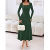 MEROKEETY Women’s Sweater Dress Fall Winter Church Midi Dresses(Darkgreen)