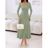 MEROKEETY Women’s Sweater Dress Fall Winter Church Midi Dresses(Lightgreen)