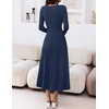 MEROKEETY Women’s Sweater Dress Fall Winter Church Midi Dresses(Navy)