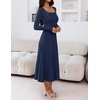 MEROKEETY Women’s Sweater Dress Fall Winter Church Midi Dresses(Navy)