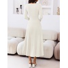 MEROKEETY Women’s Sweater Dress Fall Winter Church Midi Dresses(White)