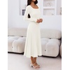 MEROKEETY Women’s Sweater Dress Fall Winter Church Midi Dresses(White)