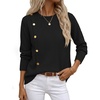 MEROKEETY Fall Sweaters for Women Long Sleeve Button Pullover Knit Tops(Black)
