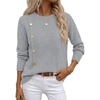 MEROKEETY Fall Sweaters for Women Long Sleeve Button Pullover Knit Tops(Grey)