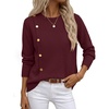 MEROKEETY Fall Sweaters for Women Long Sleeve Button Pullover Knit Tops(Wine)