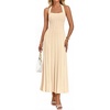MEROKEETY Women Summer Halter Ribbed Bodycon Midi Sweater Dress 2026 Formal(Apricot)