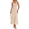 MEROKEETY Women Summer Halter Ribbed Bodycon Midi Sweater Dress 2026 Formal(Khaki)